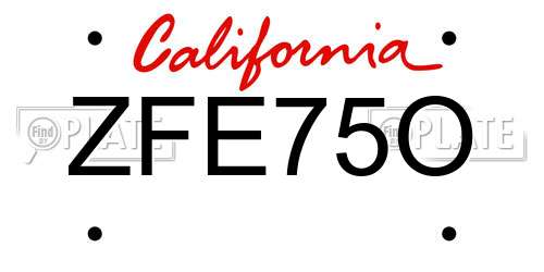 ZFE75O California License Plate