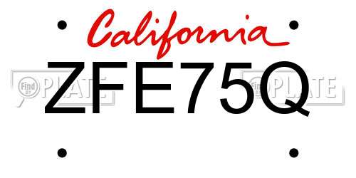 ZFE75Q California License Plate