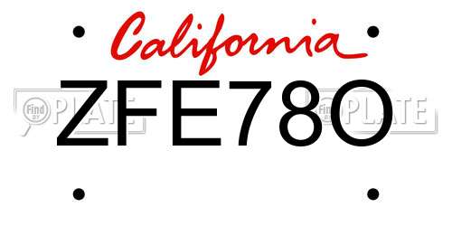ZFE78O California License Plate