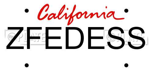 ZFEDESS California License Plate