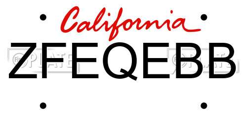 ZFEQEBB California License Plate