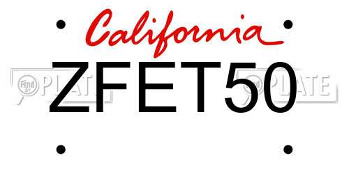 ZFET50 California License Plate