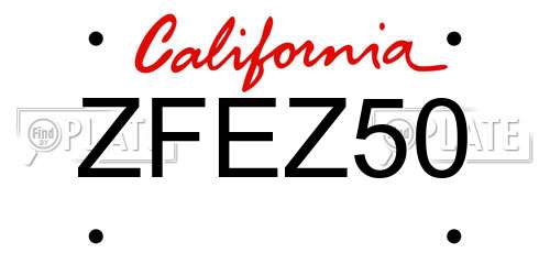 ZFEZ50 California License Plate