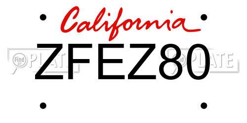 ZFEZ80 California License Plate
