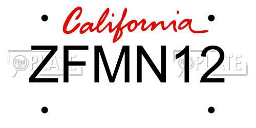 ZFMN12 California License Plate