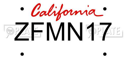 ZFMN17 California License Plate