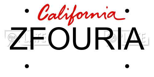 ZFOURIA California License Plate