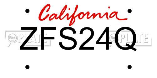 ZFS24Q California License Plate