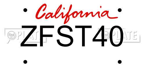 ZFST40 California License Plate