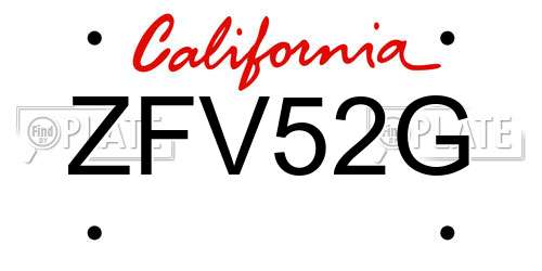 ZFV52G California License Plate