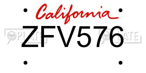 ZFV576 California License Plate