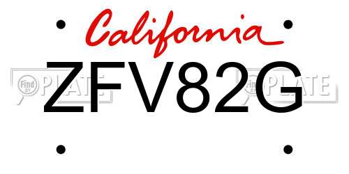 ZFV82G California License Plate