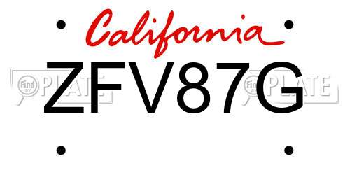 ZFV87G California License Plate