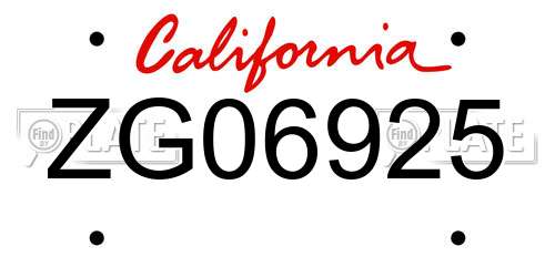 ZG06925 California License Plate
