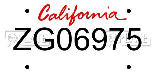 ZG06975 California License Plate