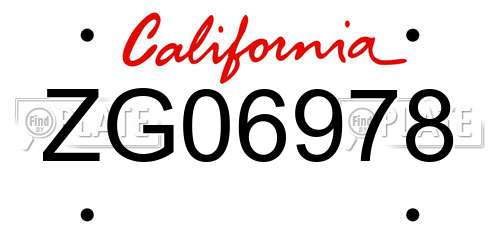 ZG06978 California License Plate