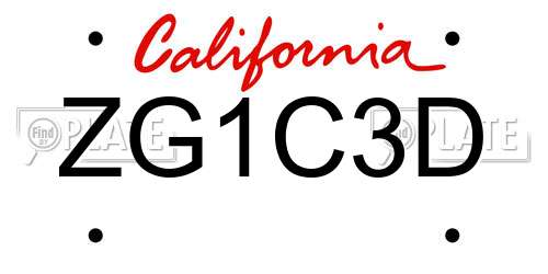 ZG1C3D California License Plate
