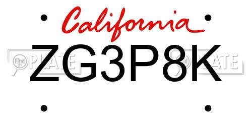 ZG3P8K California License Plate