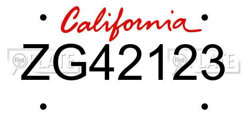 ZG42123 California License Plate