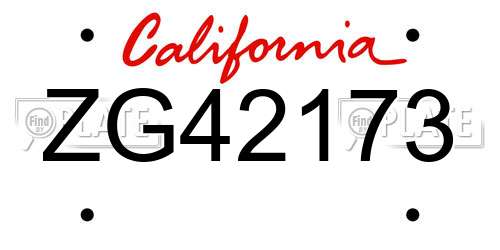 ZG42173 California License Plate