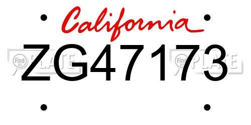 ZG47173 California License Plate