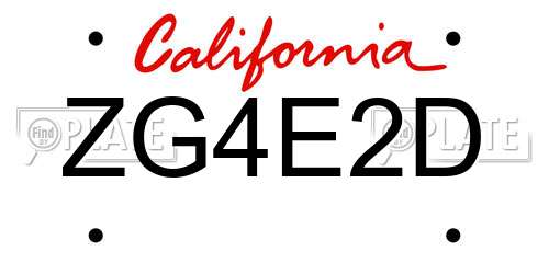 ZG4E2D California License Plate