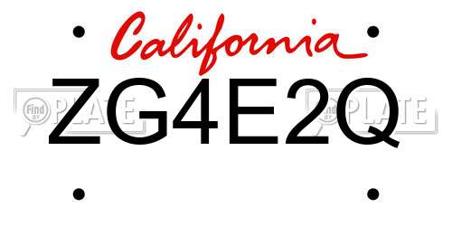 ZG4E2Q California License Plate