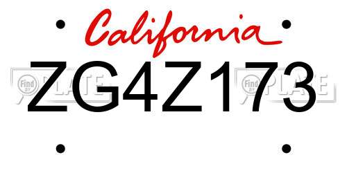 ZG4Z173 California License Plate