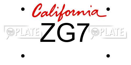 ZG7 California License Plate