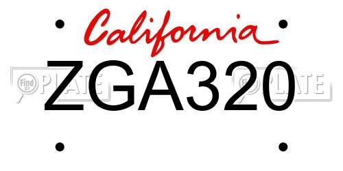 ZGA320 California License Plate