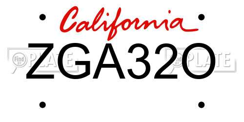 ZGA32O California License Plate
