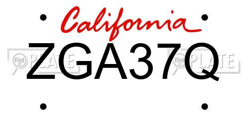 ZGA37Q California License Plate