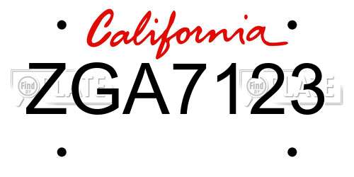 ZGA7123 California License Plate