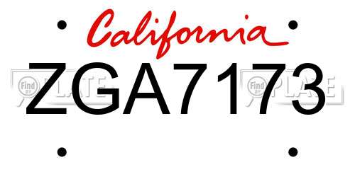 ZGA7173 California License Plate