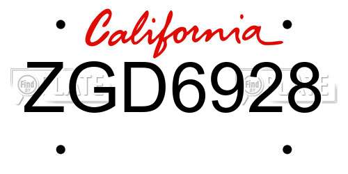 ZGD6928 California License Plate