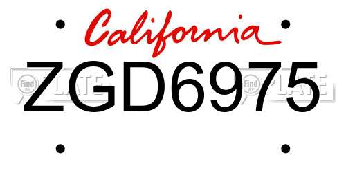 ZGD6975 California License Plate
