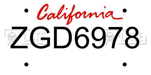 ZGD6978 California License Plate