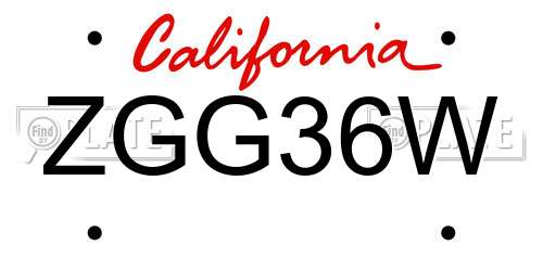 ZGG36W California License Plate