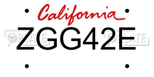 ZGG42E California License Plate