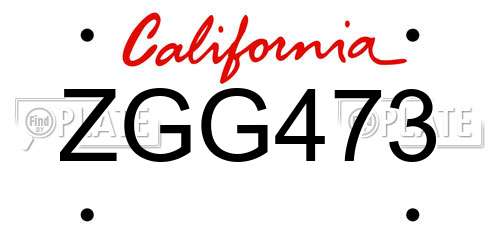 ZGG473 California License Plate