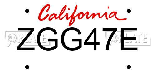 ZGG47E California License Plate