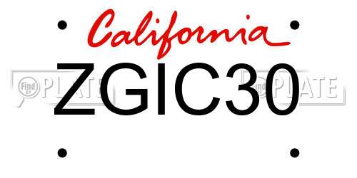 ZGIC30 California License Plate