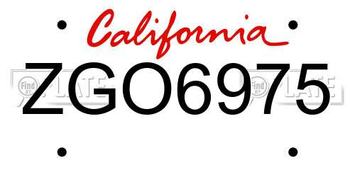 ZGO6975 California License Plate