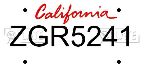 ZGR5241 California License Plate