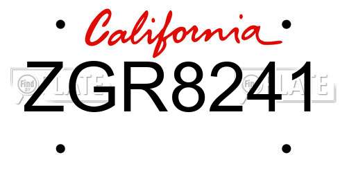 ZGR8241 California License Plate