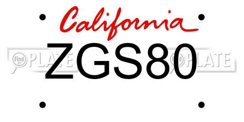 ZGS80 California License Plate