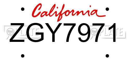 ZGY7971 California License Plate