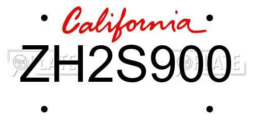 ZH2S900 California License Plate