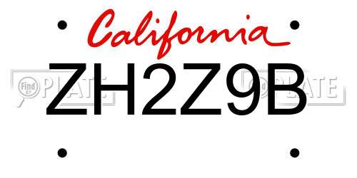 ZH2Z9B California License Plate