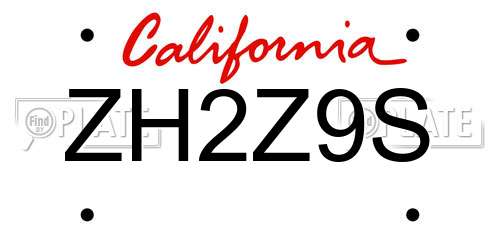 ZH2Z9S California License Plate